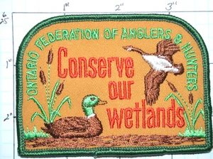 PARCHE DE COLECCIÓN ONTARIO FEDERACIÓN DE PESCADORES Y CAZADORES CONSERVAN HUMEDALES - Imagen 1 de 1