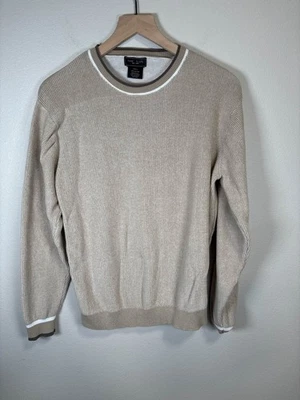 Suéter Park Slope NY Para Hombres L Beige Tejido Acanalado Algodón Cuello Redondo Foto 1 de 3