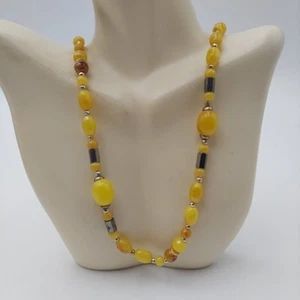 Amber Colored Beaded Necklace Vintage 46" - Picture 1 of 4