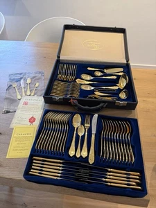 Goldbesteck Nivella Solingen 70tlg. 23-24 Karat hartvergoldet Besteck Set - Bild 1 von 9