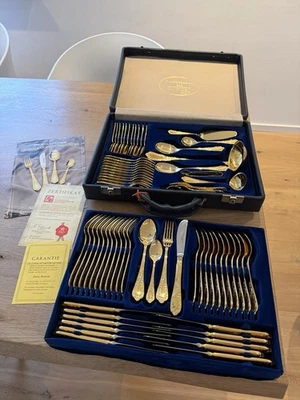 Goldbesteck Nivella Solingen 70tlg. 23-24 Karat hartvergoldet Besteck Set - Bild 1 von 4