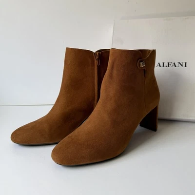 Botas Alfani para mujer talla 9 coñac imitación gamuza botines tacón bloque cremallera PAAMF Foto 1 de 4