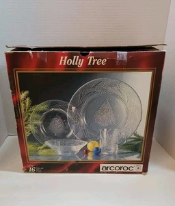 Juego de platos Arcoroc Christmas HOLLY TREE platos de cena ensaladeras tazas 16 piezas en caja - Imagen 1 de 12
