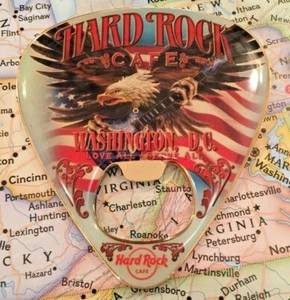 WASHINGTON D.C. USA 🇺🇸 Hard Rock CAFE® HRC🎸GUITAR PICK✅METAL MAGNET OPENER V7 - Picture 1 of 2