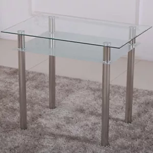 HOOZ Esstisch mit 6mm Sicherheitsglas & Facettenschliff (90x60x75cm, satiniert) - Bild 1 von 4