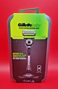 Gillette Labs Razor + Exfoliating bar. Magnetic Stand/Travel Case. 2 Cartridges.