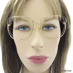 VTG Womens Oversize Eyeglass Frames Black Gold Tone 56 17 135 OZ34 Sunglasses - Picture 1 of 8