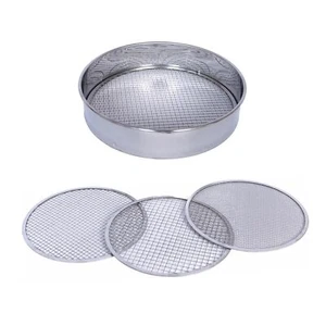 Soil Sifter Stainless Steel Set with 3 Sieve Mesh for Garden - Picture 1 of 6