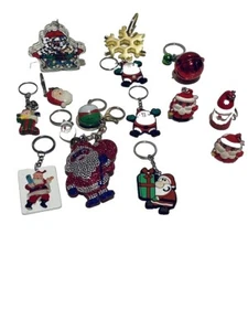 Lot Of 15 Christmas Santa Claus-Bell & Snow Flake Keychain Keyring - Picture 1 of 6