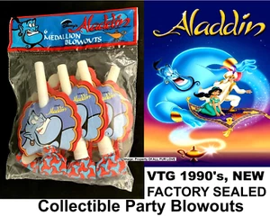 90's Disney ALADDIN Genie Medallion Collectible BLOWOUTS Party Favors 6 Pack Set - Picture 1 of 9