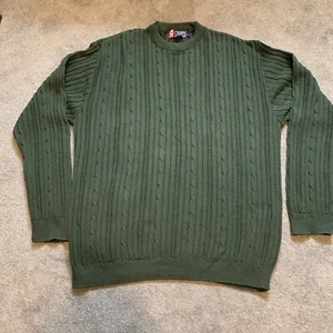 Vintage CHAPS Ralph Lauren Sweater Mens Large Green Cable Knit Made in USA - Picture 1 of 7