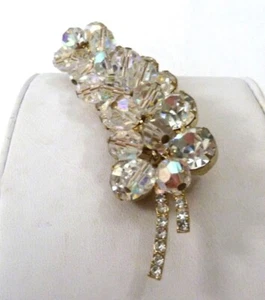 3 1/4" LARGE VTG VERIFIED JULIANA D&E BIG RHINESTONES DANGLE AB CRYSTALS PIN - Picture 1 of 8