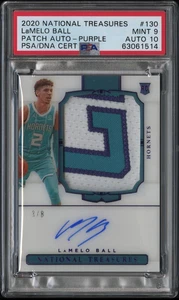 2020-21 National Treasures LaMelo Ball RPA RC Patch 3/8 PSA 9 PSA/DNA 10 AUTO