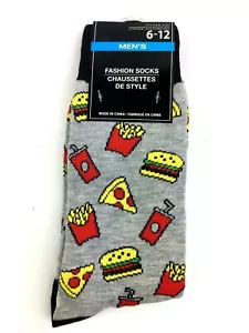 Herrensocken Pizza Hamburger Soda Pommes Fast Food passt zu Schuhgrößen 6-12 - Bild 1 von 5