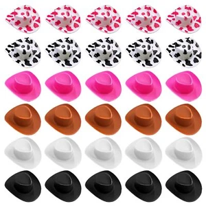 30PCS Plastic Mini Western Cowboy Cowgirl Hat Cute Miniature Hat for Party Acces - Picture 1 of 7