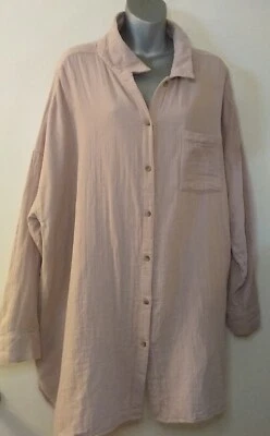 J JILL Tunic Length Blouse LS Collar Cotton Button Lng Sleeve Dusty Rose Sz 4X   - Image 1 of 4