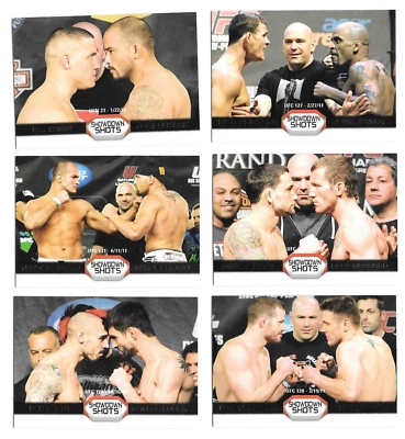Lot: 6 2011 Topps UFC Moment of Truth Showdown Shots Bisping Condit Edgar Hardy - Image 1 of 2