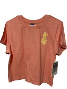 NWT Pineapple Vibes Crop Top T-Shirt Peach Color Size XL  NEW - Picture 1 of 6