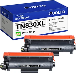 2PK TN830 TN830XL Replacement Compatible for Brother 830 XL Printer w Chip Black - Picture 1 of 9