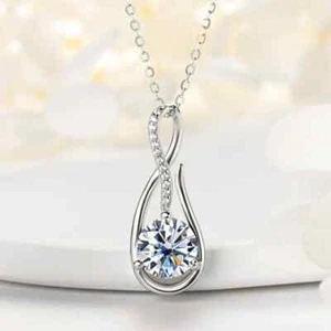 1ct Lab Created Necklace VVS1 D Colour Excellent Cut 18K Gold Diamond Test Pass - Picture 1 of 4