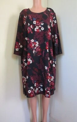 VESTIDO JERSEY FLORAL AZUL MARINO MEZCLA RAYÓN COLECCIÓN J. JILL WEAREVER NUEVO CON ETIQUETAS, TALLA 3X Foto 1 de 4