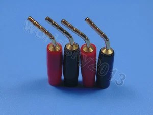 2 pares de nuevos enchufes de cable de altavoz de audio plátano doblado dorado 24K conectores conector de enchufe - Imagen 1 de 3