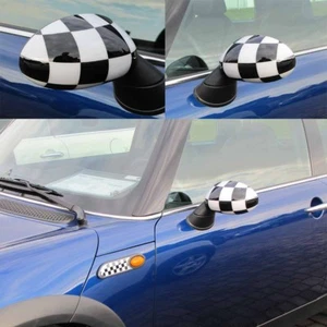 CALOTTE SPECCHIETTI CARENA BANDIERA A SCACCHI adatte per MINI ONE COOPER R50 R52 - Foto 1 di 6