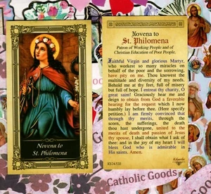 Novena Prayer to Saint Philomena - Glossy Paperstock Holy Card 520 - Picture 1 of 3