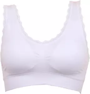 Women's Leisure Sports Sleep Bra Comfort Seamless Stretchy Lace Trim Wirefree - Picture 1 of 12