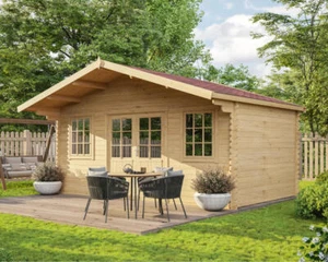 Gartenhaus Holzhaus Blockhaus Gerätehaus Laube 5x3,2m 28mm - Bild 1 von 5