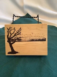 Vtg 1991 Tree at Dusk Rubber Baby Buggy Bumpers Wood Mounted Stamps - Picture 1 of 7