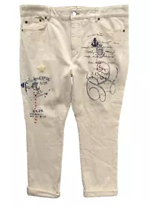 RALPH LAUREN JEANS CO~MINT!!~BEIGE COTTON BLEND NAUTICAL THEME CUFFED JEANS 16 - Picture 1 of 9