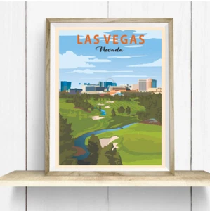 Las Vegas Nevada Golf Print- Travel Poster-PGA-Golf Decor-Gift For Dad - Picture 1 of 6