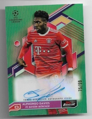 2022-23 Topps Finest UEFA Champions League Auto Card : Alphonso Davies #75/99 - Image 1 of 2