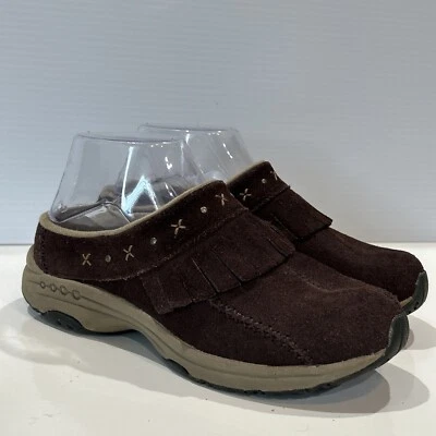 Easy Spirit Brown Suede Tamias Fringed Mule Slip On Comfort Shoes Women's 6 - Image 1 of 4