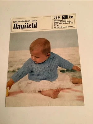 HAYFIELD  -  Baby Cardigan  - Knitting Pattern no 739 - Image 1 of 2