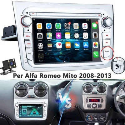 Per Alfa Romeo Mito 2008-2013 7" Android 13.0 Autoradio Carplay GPS Navi 2G+32G - Immagine 1 di 4