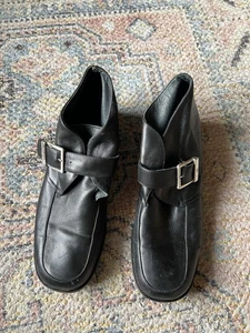Calvin Klein Y2K/90s Buckle Ankle Boots Leather Made In Italy Size 8 - Picture 1 of 14