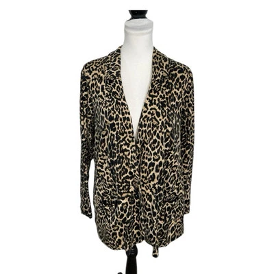 Rafaella Animal Print Blazer Jacket Plus Sz 1X 100% Cotton Black & Tan Collared - Image 1 of 4