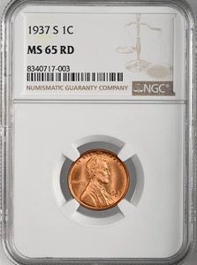1937-S  1C LINCOLN WHEAT CENT "SAN FRANCISCO MINT" NGC MS65 RD (RED)#8340717-003 - Picture 1 of 4