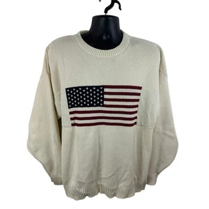 Van Heusen Knit USA Flag Graphic Crew Sweater Size XL Patriotic USA Knit Cotton - Picture 1 of 11