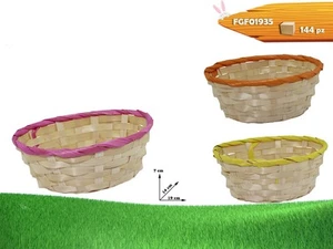 Cestino Ovale in Bamboo con bordi colorati - Foto 1 di 1