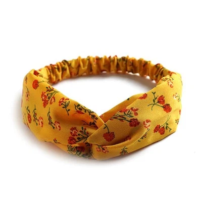 Diademas con estampado bohemio de moda - Bandas para el cabello vintage con turbante cruzado para mujer Foto 1 de 4