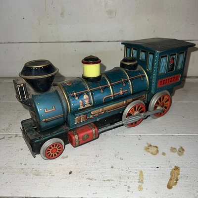 Tren de hojalata especial occidental vintage, hecho en Japón Foto 1 de 4