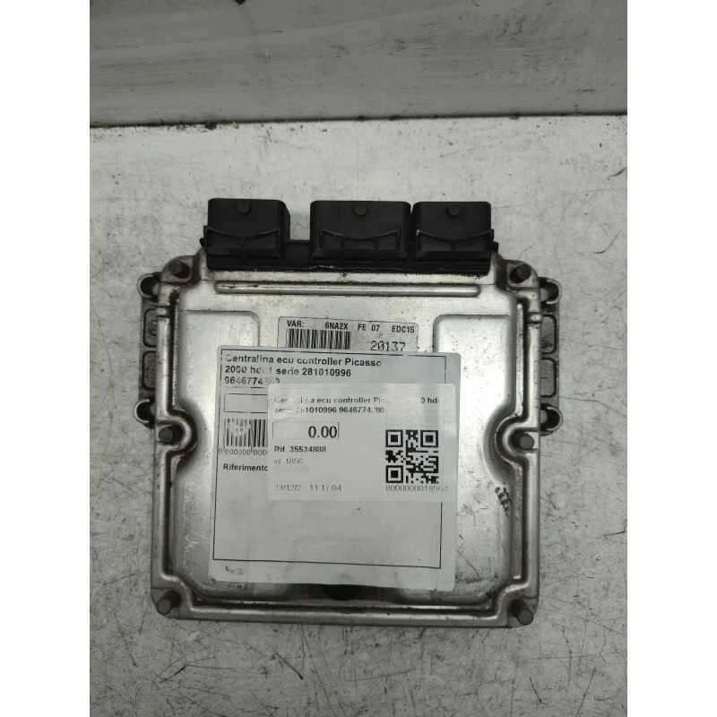 9646774280 CENTRALINA MOTORE CITROËN XSARA PICASSO 2.0 HDI 1999 BOSCH 0281010996 - Immagine 1 di 3