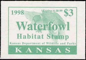 KANSAS #12 1998 STATE DUCK STAMP MALLARD GREEN PEEL & STICK STAMP - Picture 1 of 1