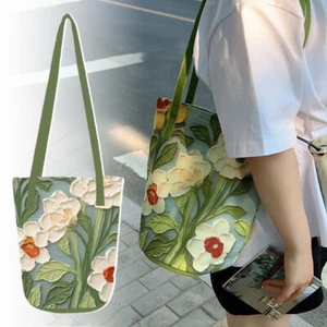 Women's Large Capacity Floral Bucket Bag Casual Shoulder Bag Summer - Picture 1 of 13
