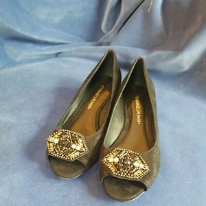 Donald J. Pliner Damenschuhe schwarz Wildleder zehenfrei 5 M 1" Keilabsatz  - Bild 1 von 10