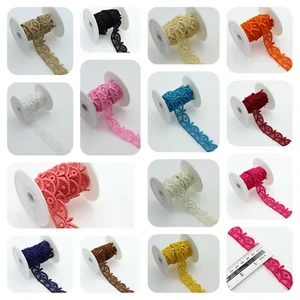 2 Meters Polyester Scallop Lace Trim Colours Guipure for Embellishing Sewing On - Picture 1 of 65