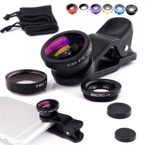 3-in-1 Fisheye Wide Angle Micro Lens for iPhone & Xiaomi with Phone Clip - Photo 1 sur 7